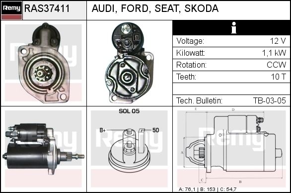 DELCO REMY Starter RAS34974